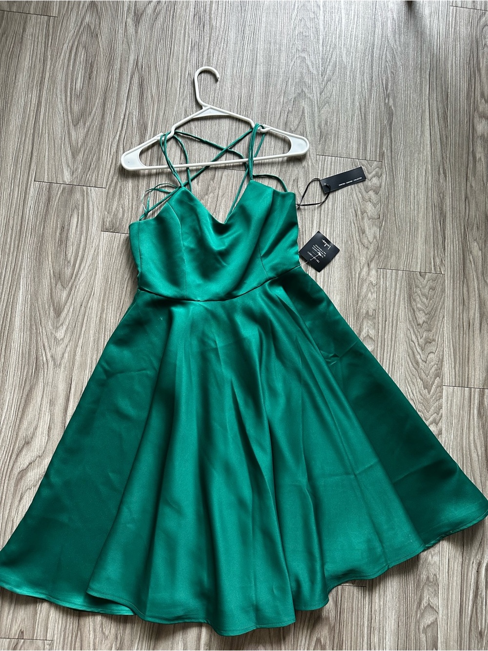 Lulus Strappy Emerald Fit & Flare Dress